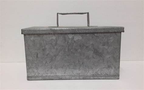 vintage metal box with lid|metal box with lid 12x12x14.